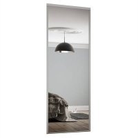 Homebase Steel & Glass Classic Sliding Wardrobe Door Mirror with Silver Frame (W)91