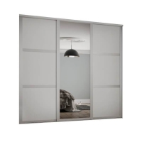 Homebase Steel, Mfc, Glass Shaker 3 Door Sliding Wardrobe Kit Cashmere Panel / Mirror (