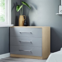 Homebase Self Assembly Required Fitted Bedroom Slab 3 Drawer Chest - Grey