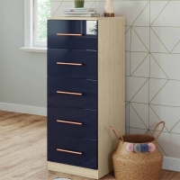 Homebase Self Assembly Required Fitted Bedroom Slab 5 Drawer Chest - Navy Blue