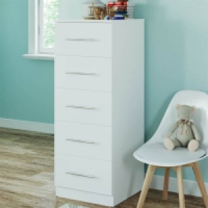 Self Assembly Required Fitted Bedroom Slab 5 Drawer Chest - White