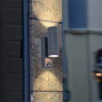 Homebase Stainless Steel Lutec Rado Up & Down Outdoor Wall Light with PIR Motion Sens