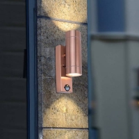 Homebase Stainless Steel Lutec Rado Up & Down Outdoor Wall Light with PIR Motion Sens