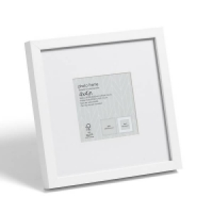 Homebase Mdf / Glass / Metal Box Photo Frame - 4x4 Inch - White