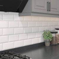 Homebase Ceramic Metro Matt White Bevelled Ceramic Wall Tile - 100 x 200mm - 