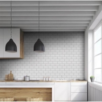 Homebase Ceramic Metro Mid Grey Bevelled Ceramic Wall Tile - 100 x 200mm - 0.