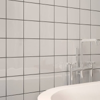 Homebase Ceramic Plain White Ceramic Wall Tile - 150 x 150mm - 1sqm Pack