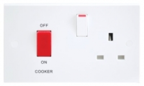 BG 45 Amp 1 Gang Double Pole Cooker Control Unit - White