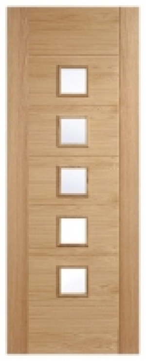 Wickes  LPD Internal Carini 5 Lite Unfinished Solid Oak Core Door - 