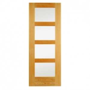 Wickes Marlow Glazed Oak Veneer 4 Panel Shaker Internal Door