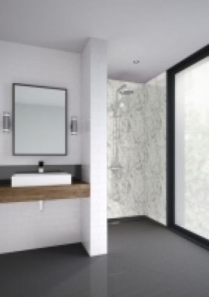 Mermaid Laminate Bianco Marble 3 Sided Shower Panel Kit - 17