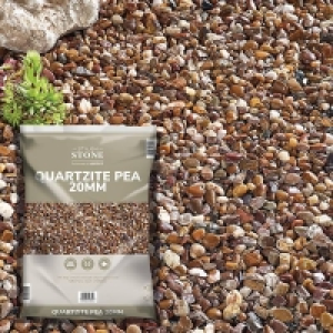 Homebase Natural Quartzite Stone Stylish Stone Premium Pea Gravel 20mm - Large Pack - 19kg
