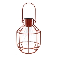 Homebase Metal, Glass, Plastic And Electrica House Beautiful Firefly Solar Powered Caged Lantern