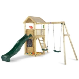 Self Assembly Required Plum Wooden Lookout Tower with Swings