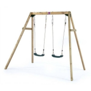 Self Assembly Required Plum Wooden Double Swing Set