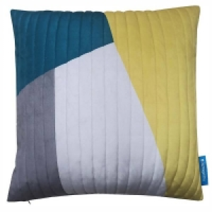 House Beautiful Velvet Quilt Cushion - 50x50cm - Ochre & Tea
