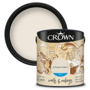 Homebase Water Based Crown Walls & Ceilings Matt Emulsion Antique Cream - 2.5L