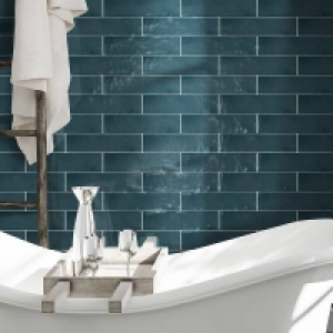 House Beautiful Aurelia Kingfisher Ceramic Wall Tile 75 x 30