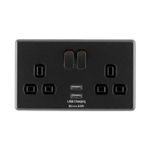 Plastic Arlec Rocker Charcoal Grey Double USB Socket 2 x 4A USB