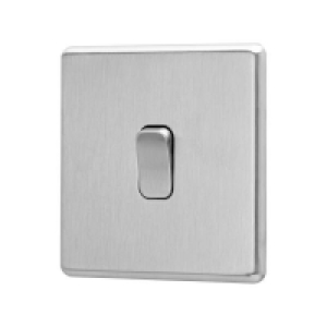 Homebase Metal Arlec Fusion 10A 1Gang 2Way Stainless Steel Single light swi