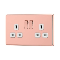 Homebase Metal Arlec Fusion 13A 2 Gang Rose Gold Double switched socket