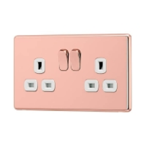 Homebase Metal Arlec Fusion 13A 2 Gang Rose Gold Double switched socket