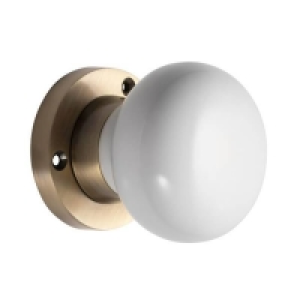 Homebase Ceramic & Steel Sandleford Chawton Ceramic Mortice Knob Set - White & Antiqu