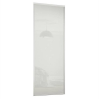 Homebase Steel & Glass Classic Sliding Wardrobe Door Arctic White Glass with Silver