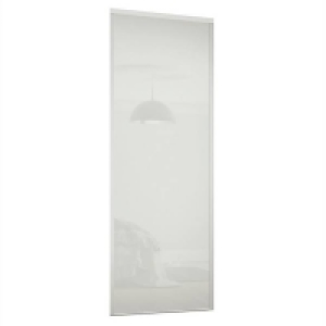 Homebase Steel & Glass Classic Sliding Wardrobe Door Arctic White Glass with Silver