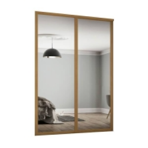 Steel, Glass Shaker 2 Door Sliding Wardrobe Kit Mirror with Oak Frame (W)