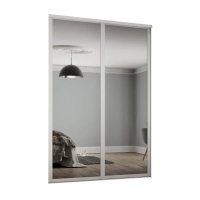Homebase Steel, Glass Shaker 2 Door Sliding Wardrobe Kit Mirror with White Frame (