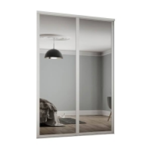 Steel, Glass Shaker 2 Door Sliding Wardrobe Kit Mirror with White Frame (