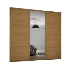 Homebase Steel, Mfc, Glass Shaker 3 Door Sliding Wardrobe Kit Oak Panel / Mirror with O