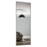 Homebase Steel & Glass Classic Sliding Wardrobe Door Mirror with Silver Frame (W)61