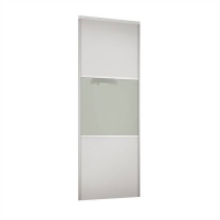 Homebase Steel, Glass & Mfc Linear Sliding Wardrobe Door 3 Panel White / Arctic White Gl