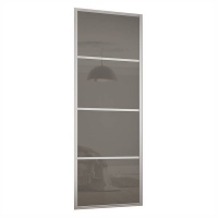 Homebase Aluminium & Glass Ellipse Sliding Wardrobe Door 4 Panel Cappuccino Glass with 