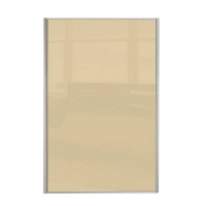 Glass Panel Loft Silver Frame Cream Glass Sliding Door - 914mm