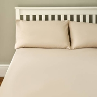 Homebase 52% Polyester 48% Cotton The Willow Manor Easy Care Percale Double Fitted Sheet - Lin