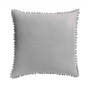 Country Living Linen Pom Pom Cushion - 50x50cm - Country Gre