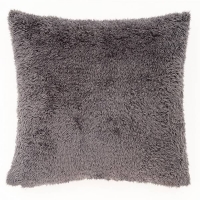 Homebase Cushion Cover: 100% Polyestercushio Snuggle Fleece Cushion - 50cm - Charcoal