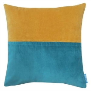 House Beautiful Velvet Panel Cushion - 48x48cm - Teal & Must