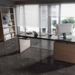 Homebase Yes Falquon Flooring High Gloss Stone Effect Botticino Dark 8mm 