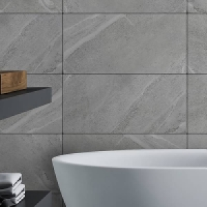 Sandwaves Gloss Light Grey Porcelain Wall & Floor Tile 300 x
