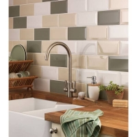 Homebase Ceramic Metro Cream Bevelled Ceramic Wall Tile 100 x 200mm