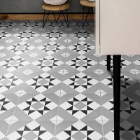 Homebase Porcelain Fiore Diamond Black Porcelain Wall & Floor Tile 200 x 200mm 