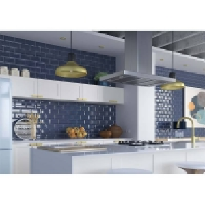 Homebase Ceramic Metro Navy Bevelled Ceramic Wall Tile 100 x 200mm - 0.5sqm P