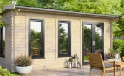 Power Sheds 18 x 14ft Right Hand Door Apex Notched Logs Log