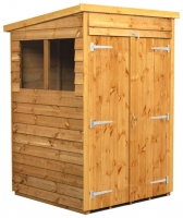 Wickes  Power Sheds 4 x 4ft Double Door Pent Overlap Dip Treated She