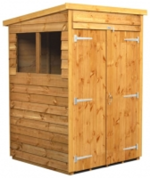 Power Sheds 4 x 4ft Double Door Pent Overlap Dip Treated She