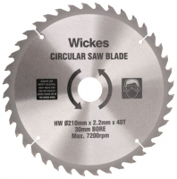 Wickes  Wickes 40 Teeth Medium Cut Circular Saw Blade - 210 x 30mm